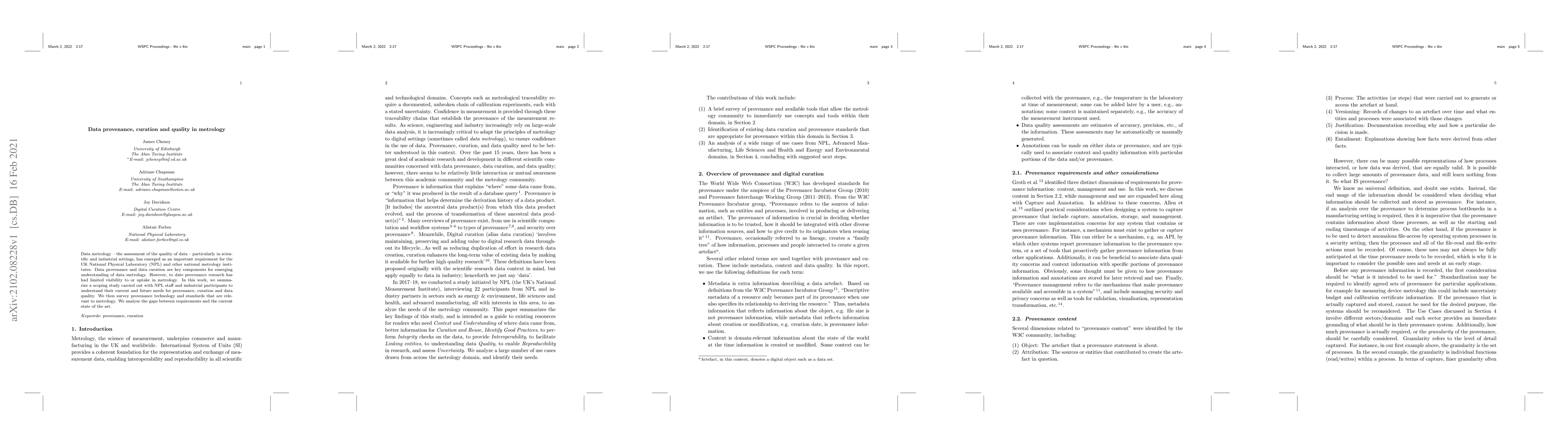 Thumbnail for Data provenance, curation and quality in metrology