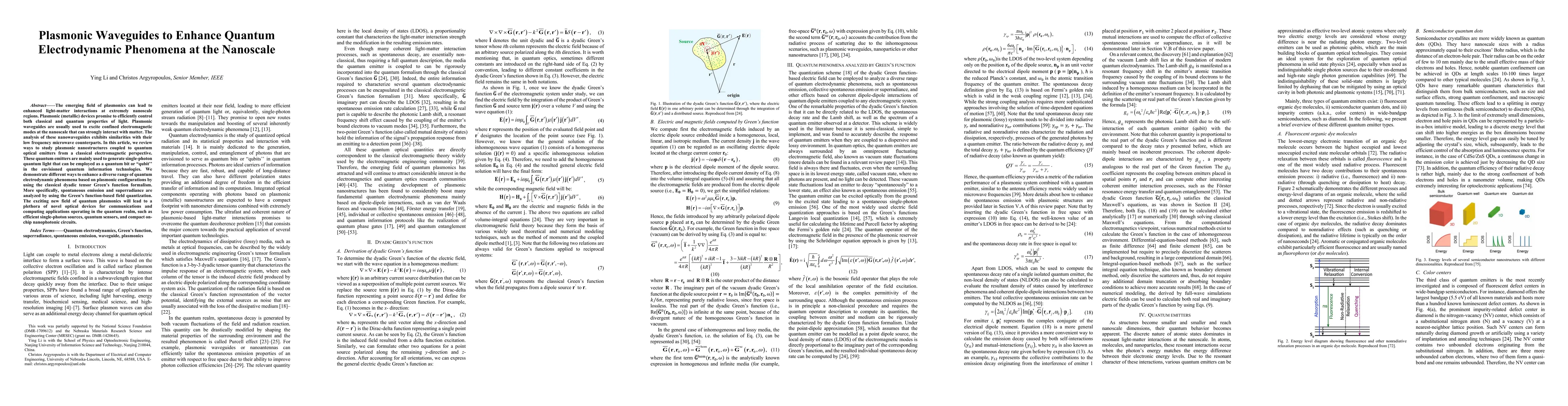 Thumbnail for Plasmonic Waveguides to Enhance Quantum Electrodynamic Phenomena at the
  Nanoscale