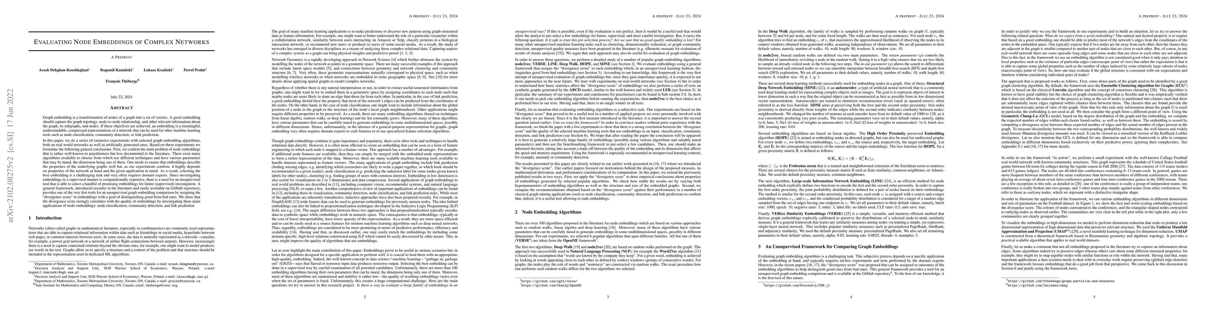 Thumbnail for Evaluating Node Embeddings of Complex Networks