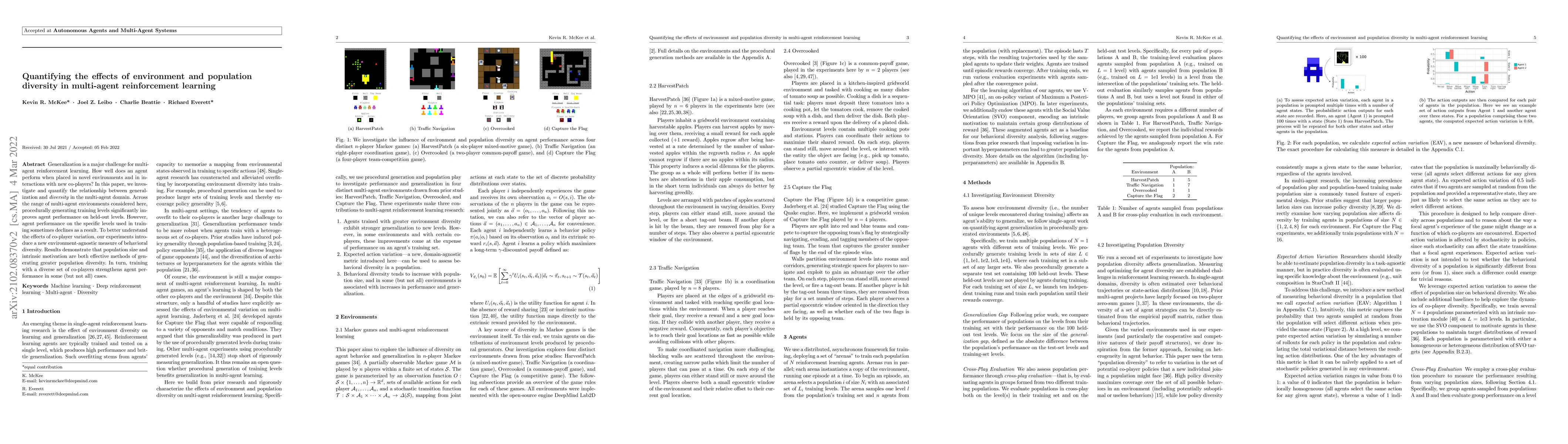 Thumbnail for Quantifying the effects of environment and population diversity in
  multi-agent reinforcement learning