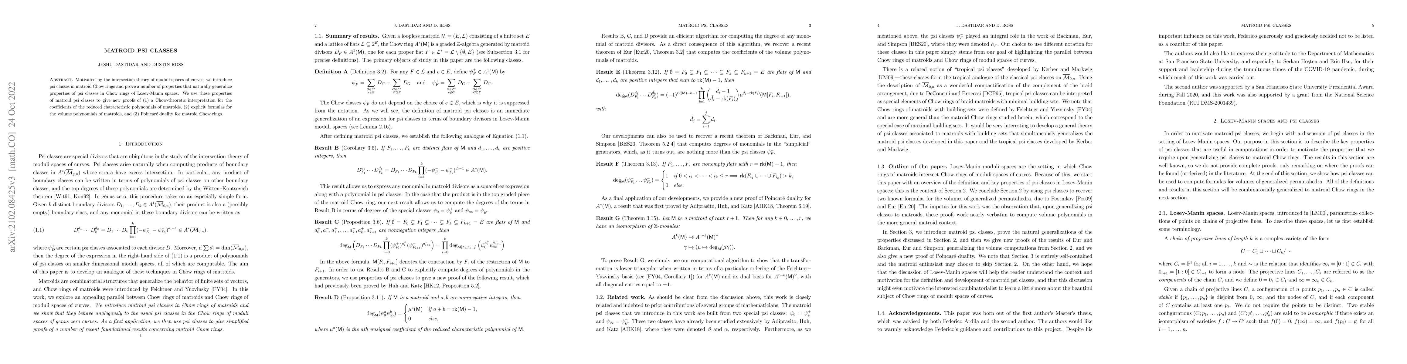 Thumbnail for Matroid psi classes