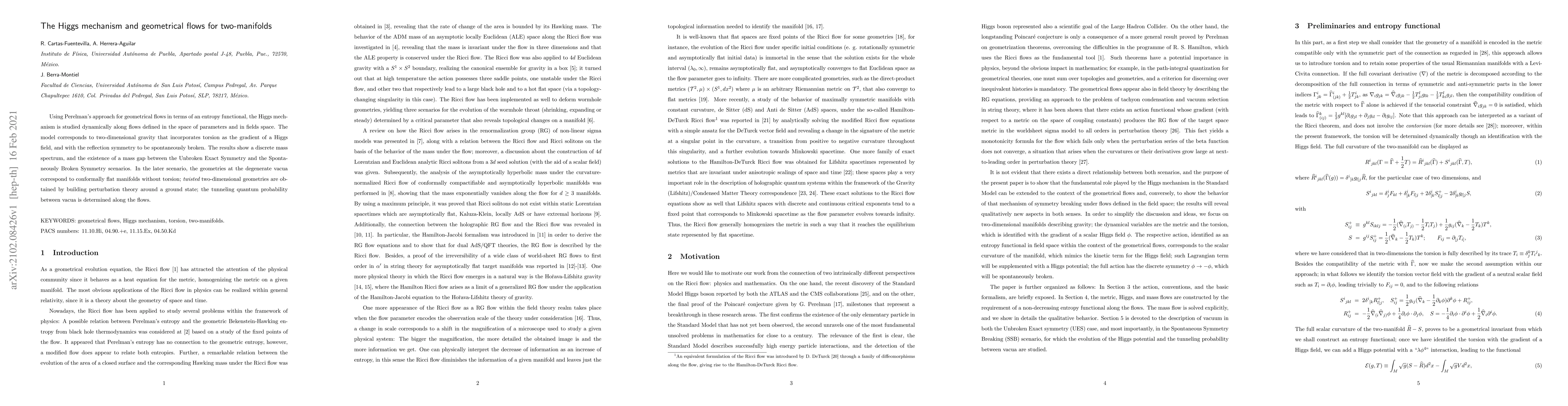 Thumbnail for The Higgs mechanism and geometrical flows for two-manifolds