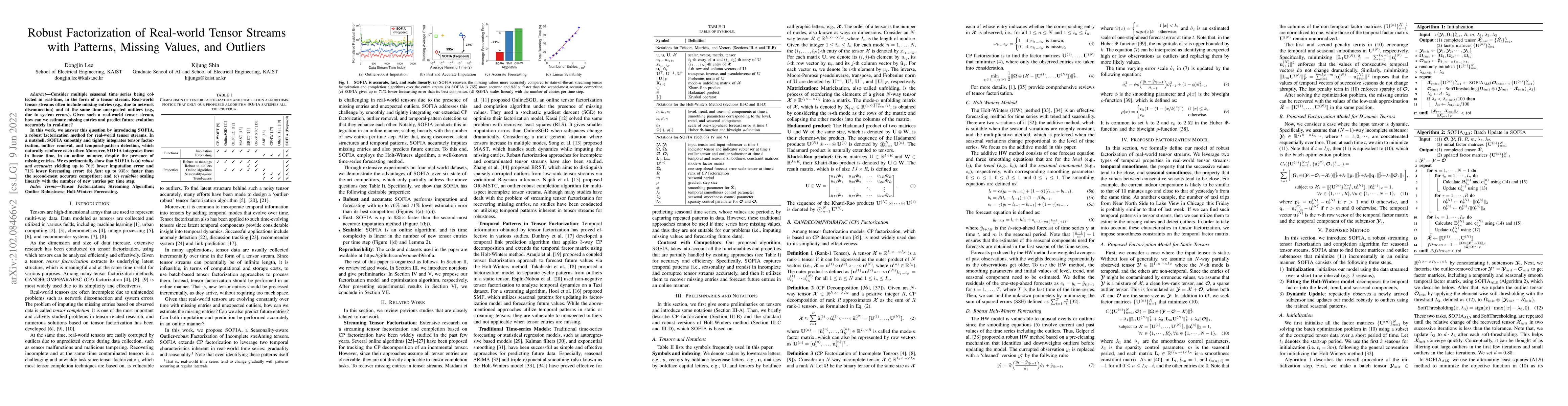 Thumbnail for Robust Factorization of Real-world Tensor Streams with Patterns, Missing
  Values, and Outliers