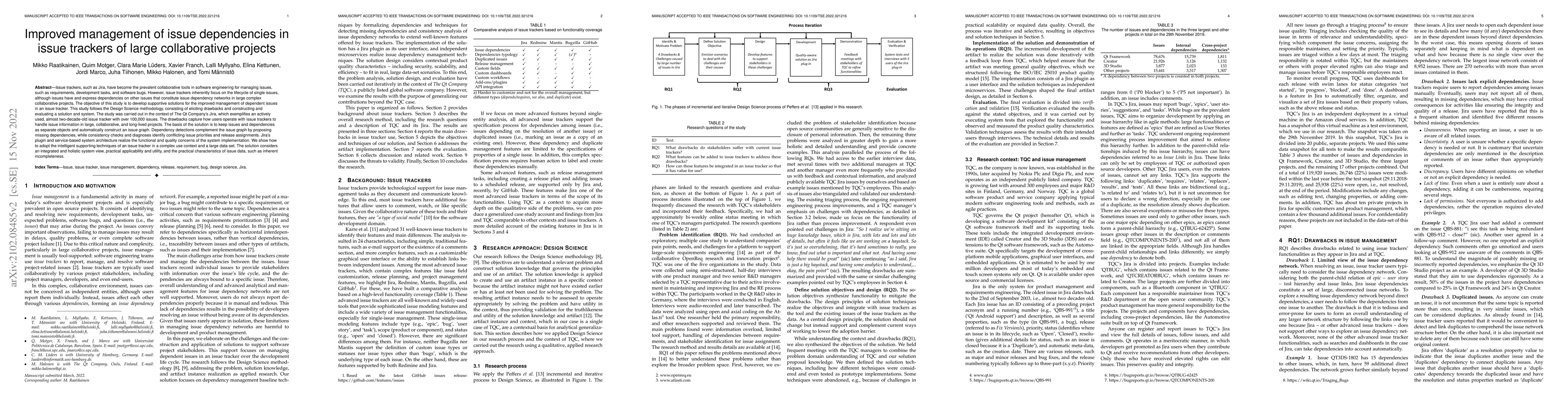 Thumbnail for Improved management of issue dependencies in issue trackers of large
  collaborative projects