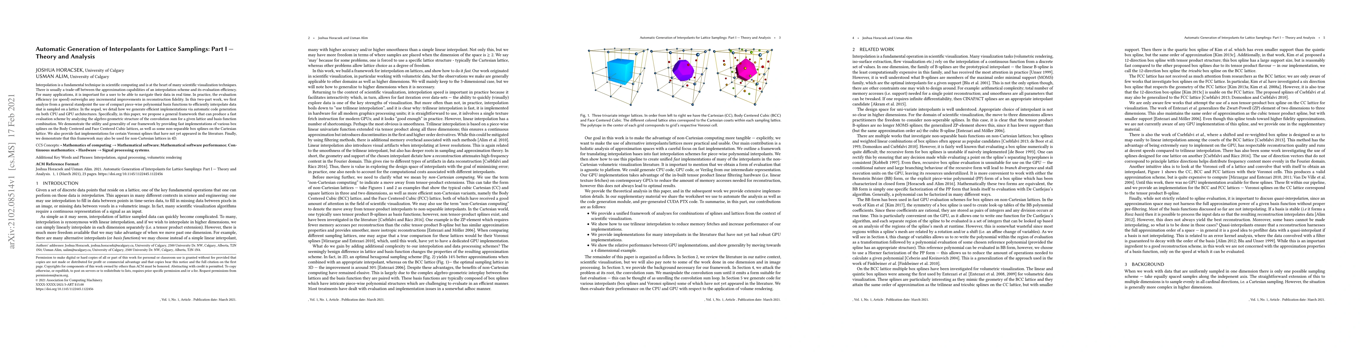 Thumbnail for Automatic Generation of Interpolants for Lattice Samplings: Part I --
  Theory and Analysis