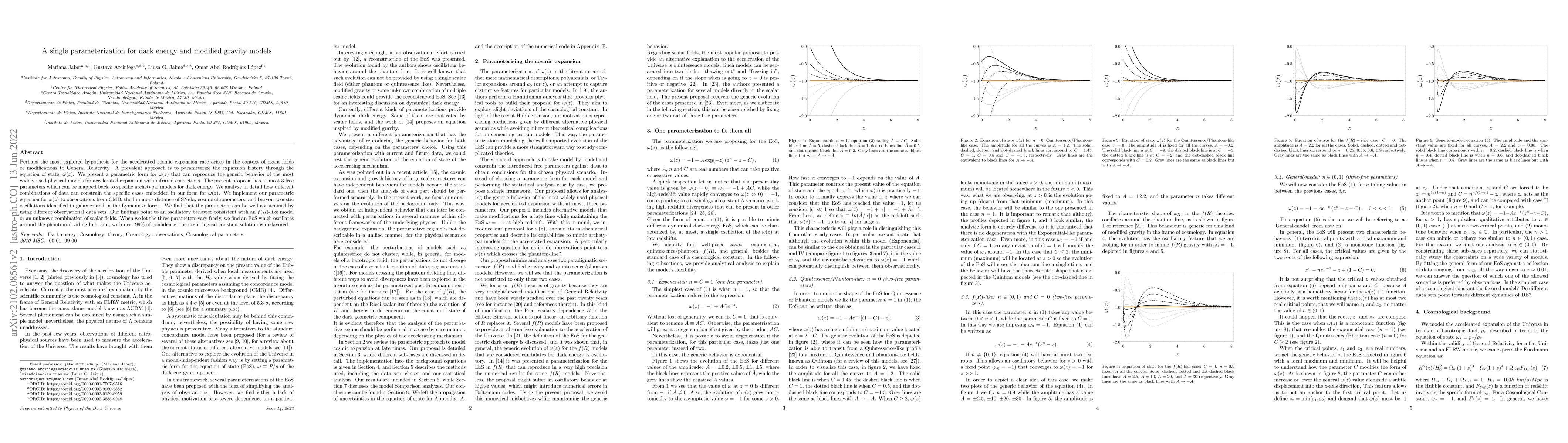 Thumbnail for A single parameterization for dark energy and modified gravity models