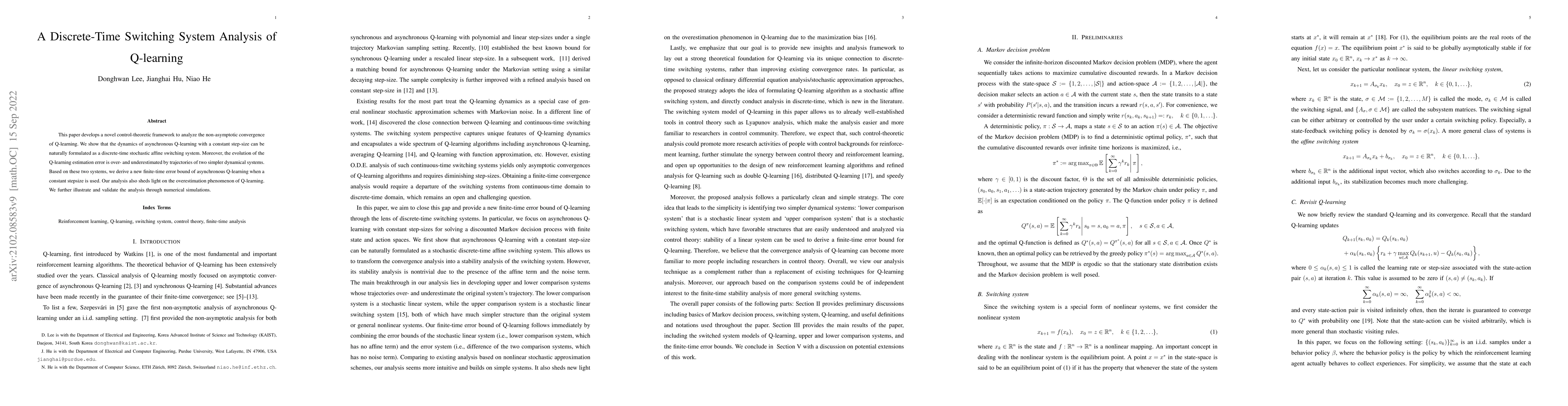Thumbnail for A Discrete-Time Switching System Analysis of Q-learning