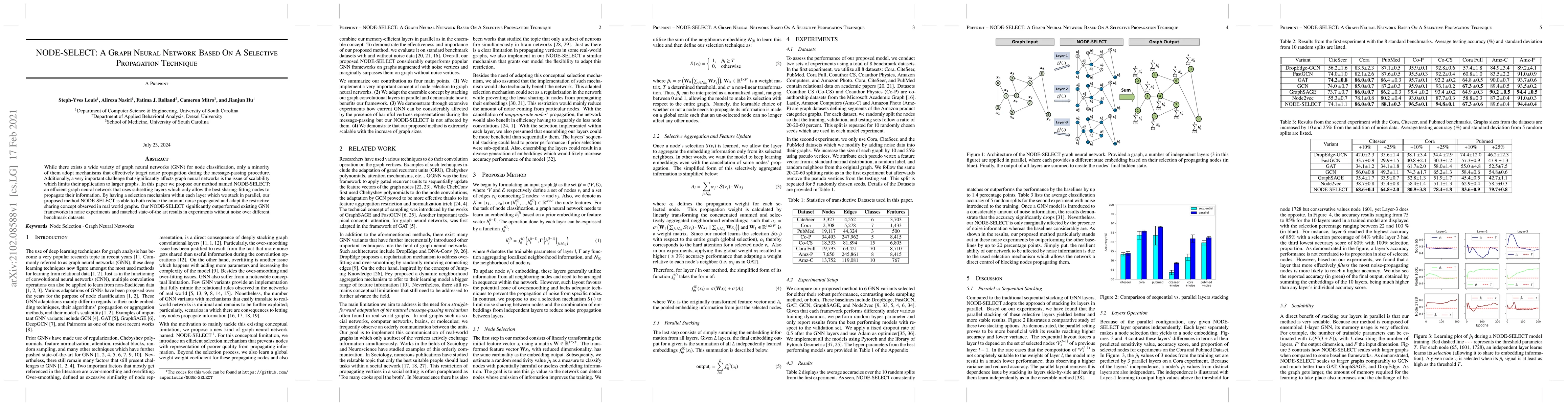 Thumbnail for NODE-SELECT: A Graph Neural Network Based On A Selective Propagation
  Technique