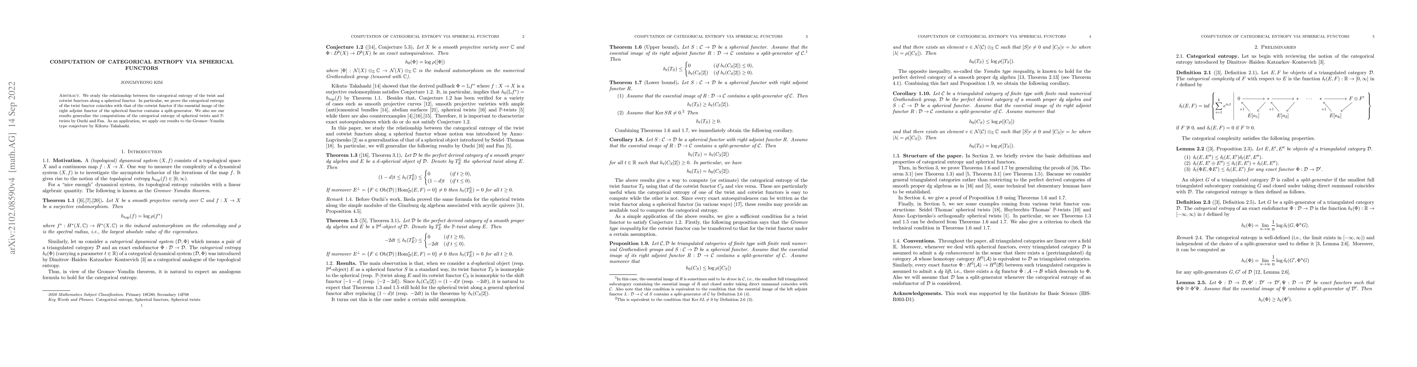 Thumbnail for Computation of categorical entropy via spherical functors