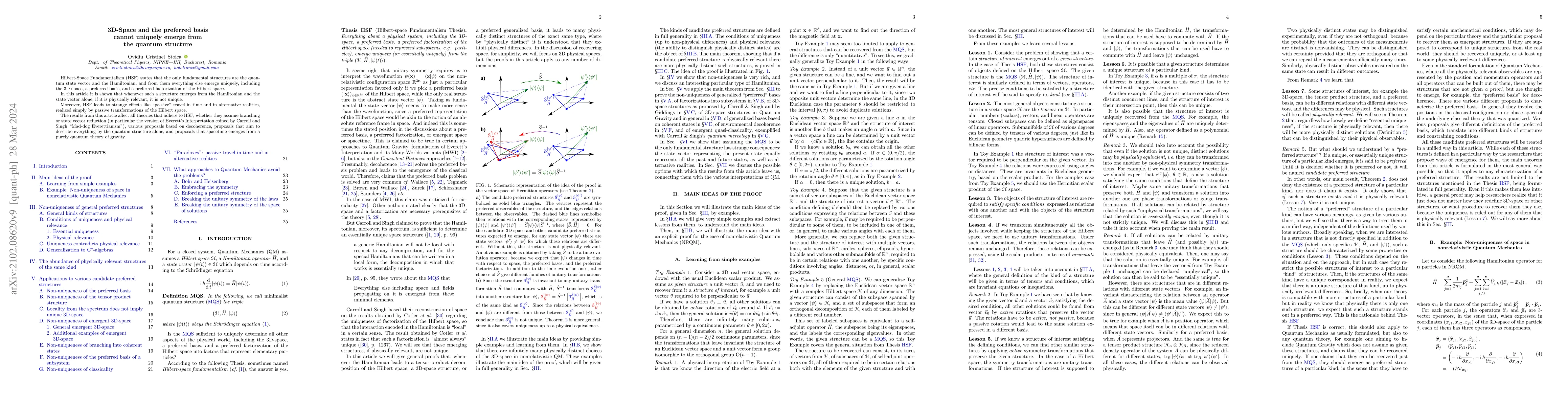 Thumbnail for 3D-Space and the preferred basis cannot uniquely emerge from the quantum
  structure