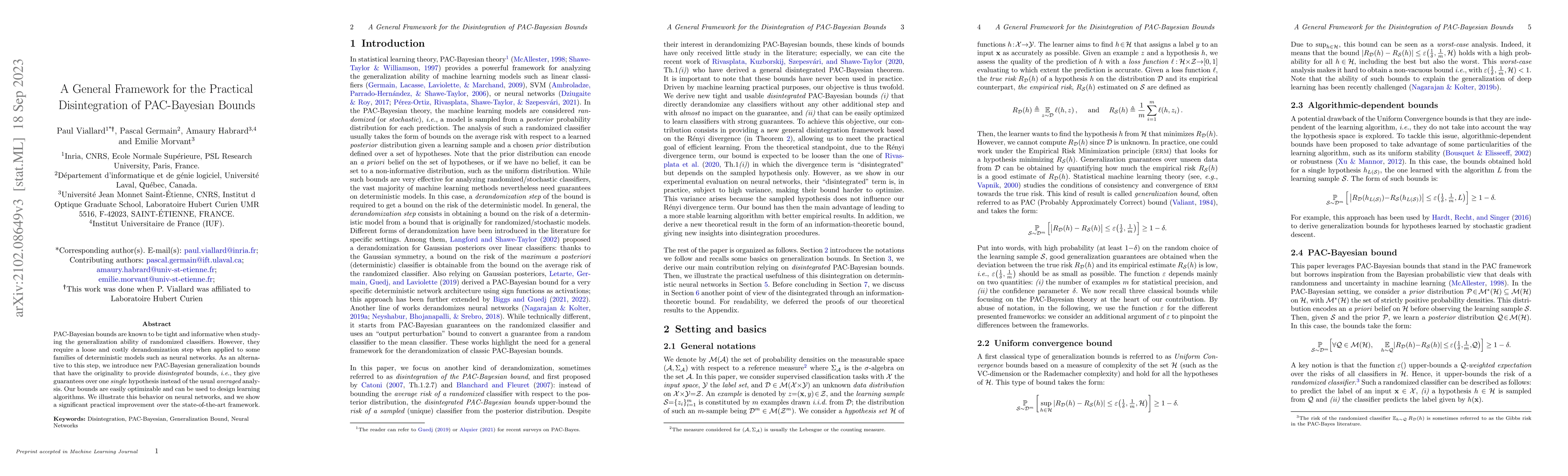 Thumbnail for A General Framework for the Practical Disintegration of PAC-Bayesian
  Bounds