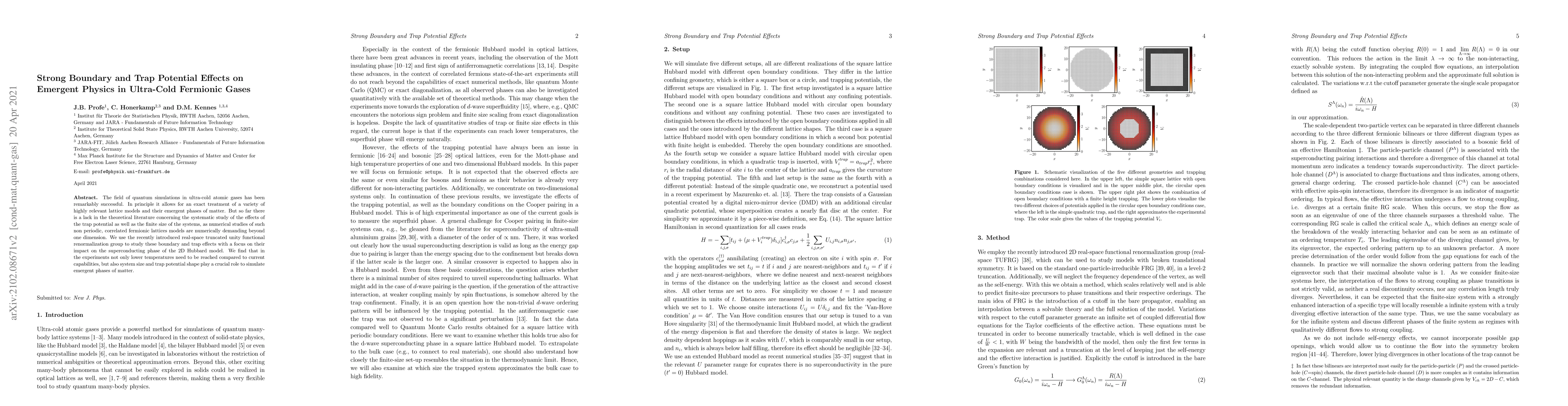 Thumbnail for Strong Boundary and Trap Potential Effects on Emergent Physics in
  Ultra-Cold Fermionic Gases