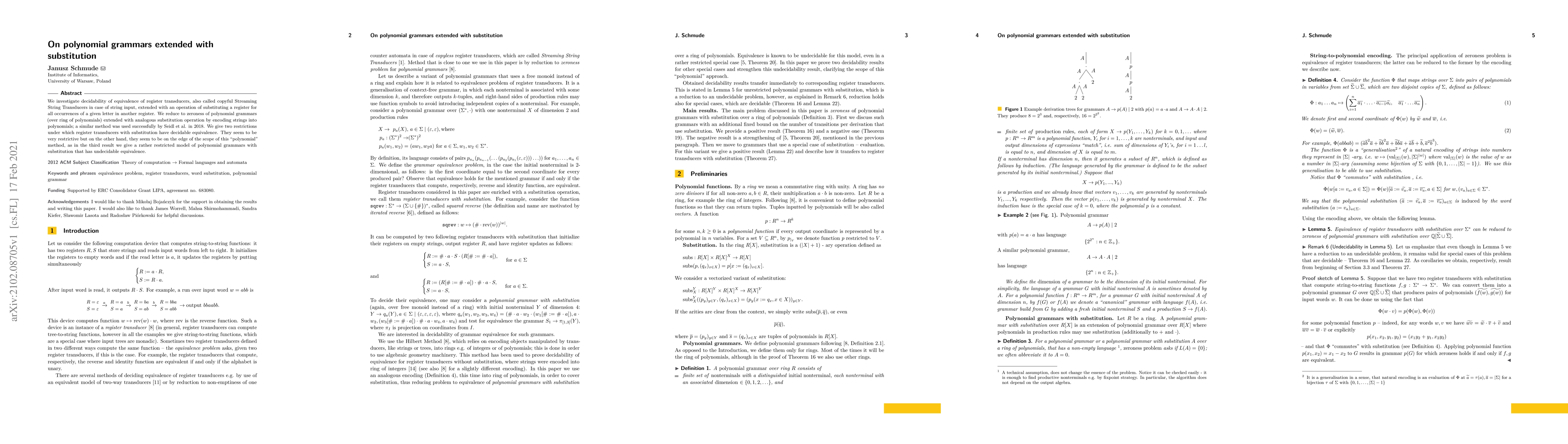 Thumbnail for On polynomial grammars extended with substitution