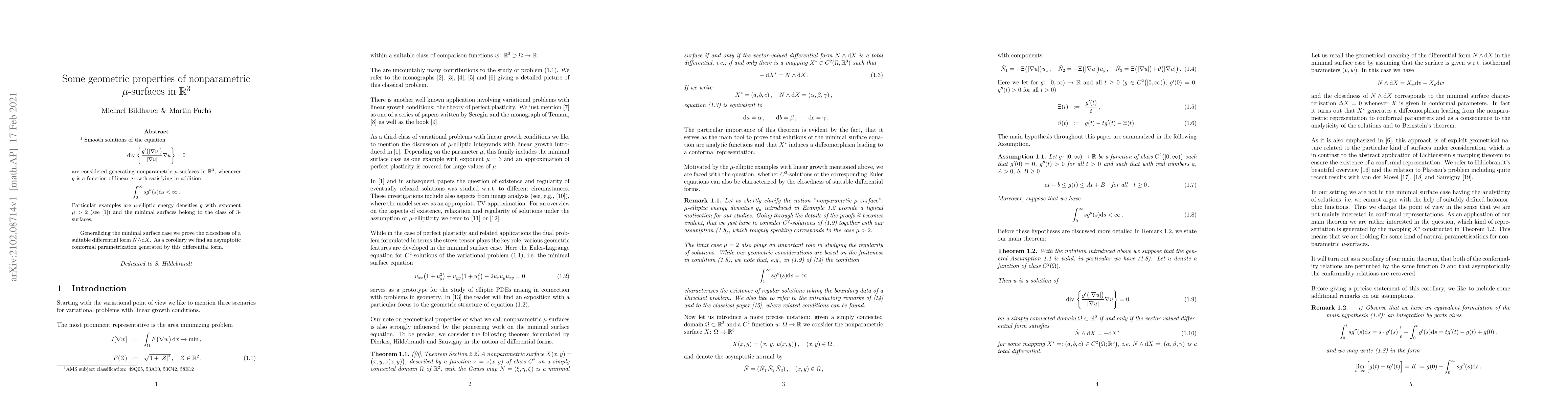 Thumbnail for Some geometric properties of nonparametric $\mu$-surfaces in
  $\mathbb{R}^3$