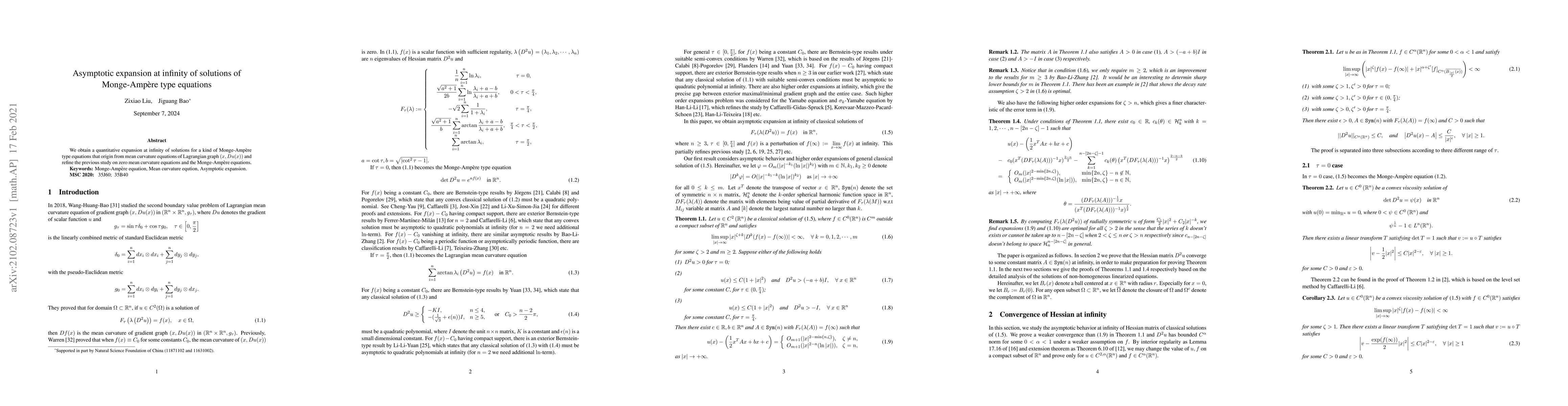 Thumbnail for Asymptotic expansion at infinity of solutions of Monge-Amp\`ere type
  equations