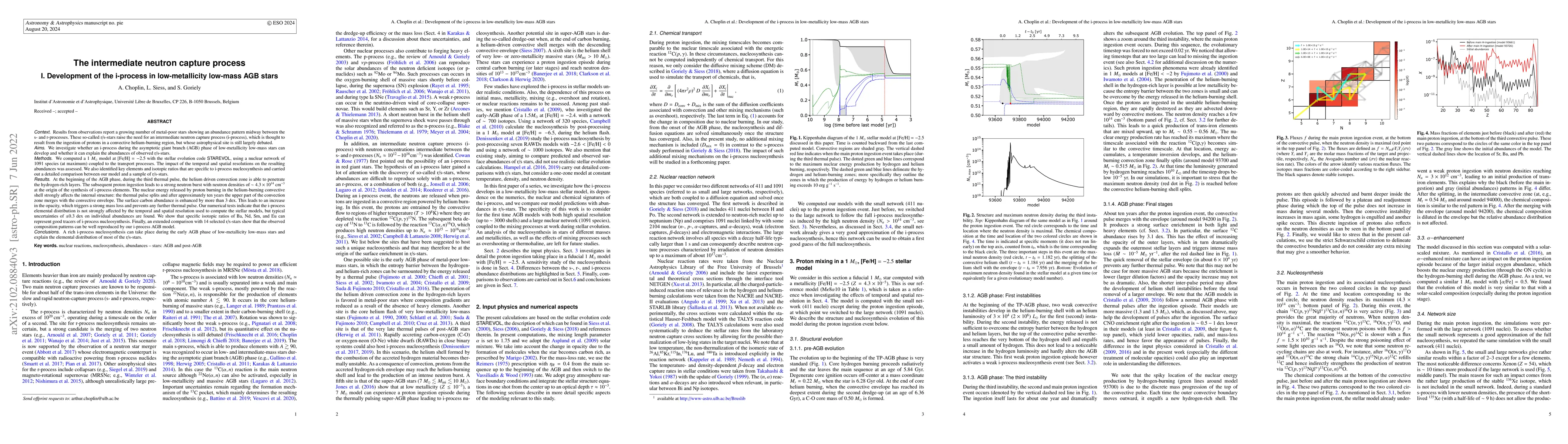 Thumbnail for The intermediate neutron capture process. I. Development of the
  i-process in low-metallicity low-mass AGB stars