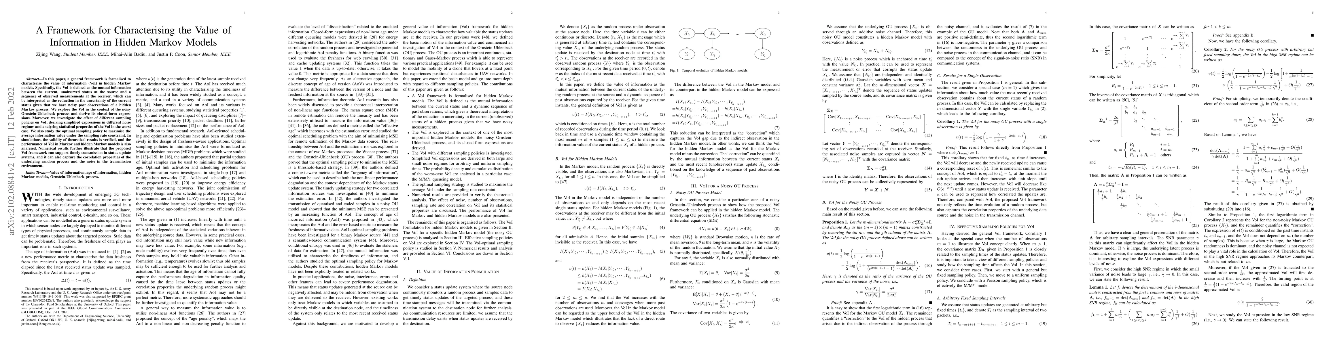 Thumbnail for A Framework for Characterising the Value of Information in Hidden Markov
  Models