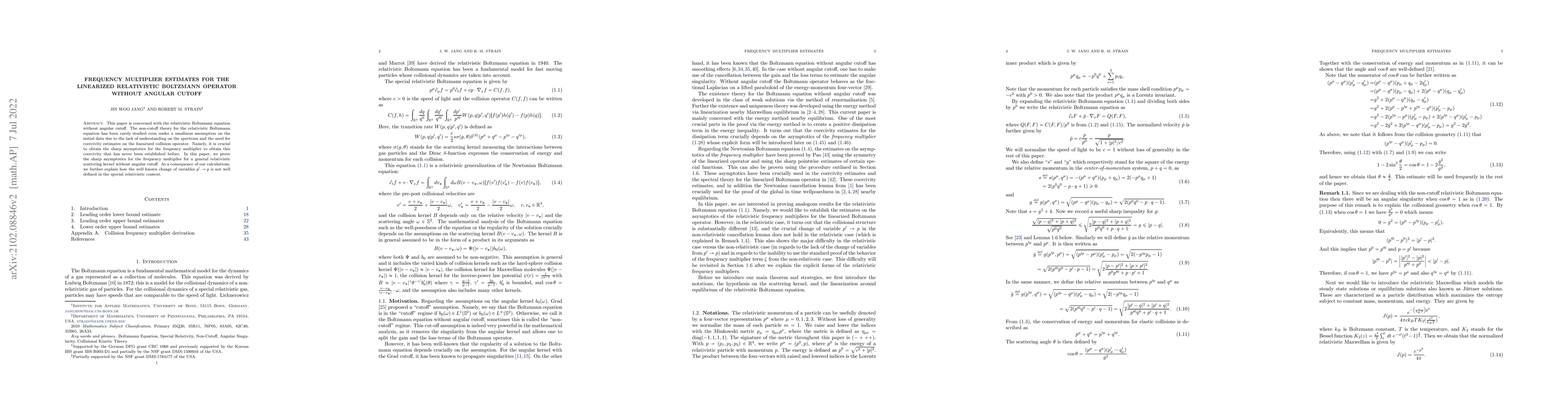Thumbnail for Frequency multiplier estimates for the linearized relativistic Boltzmann
  operator without angular cutoff