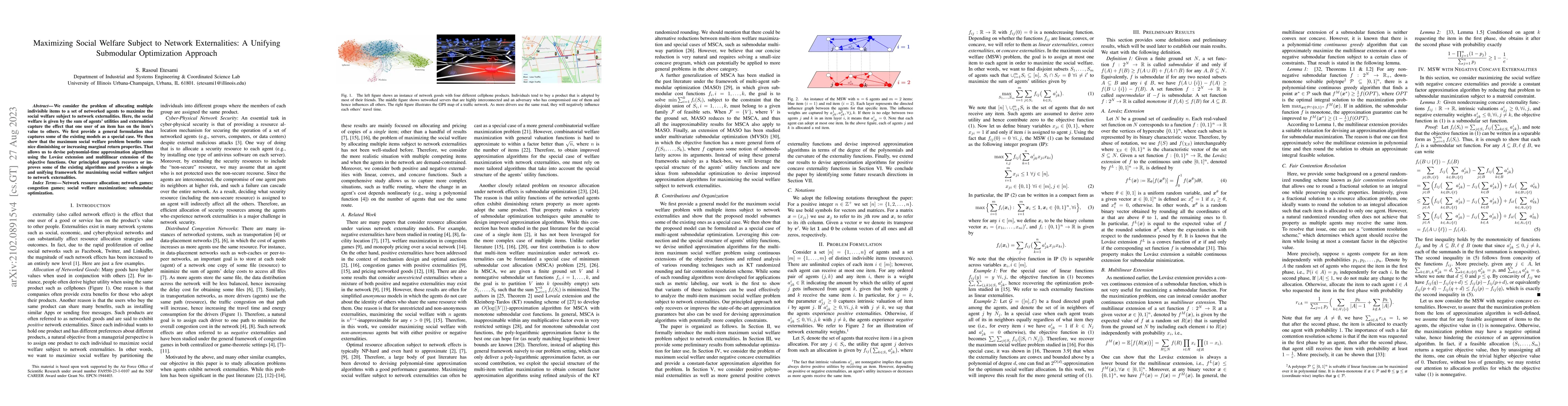 Thumbnail for Maximizing Social Welfare Subject to Network Externalities: A Unifying
  Submodular Optimization Approach