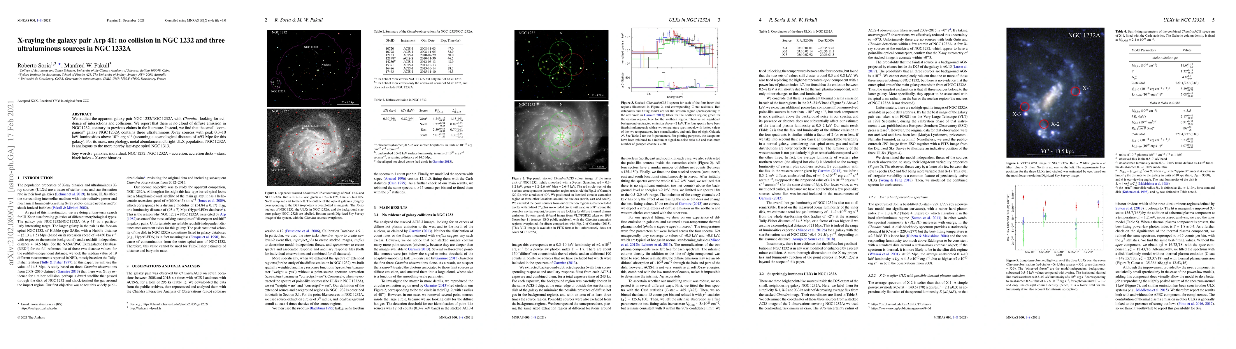 Thumbnail for X-raying the galaxy pair Arp 41: no collision in NGC 1232 and three
  ultraluminous sources in NGC 1232A
