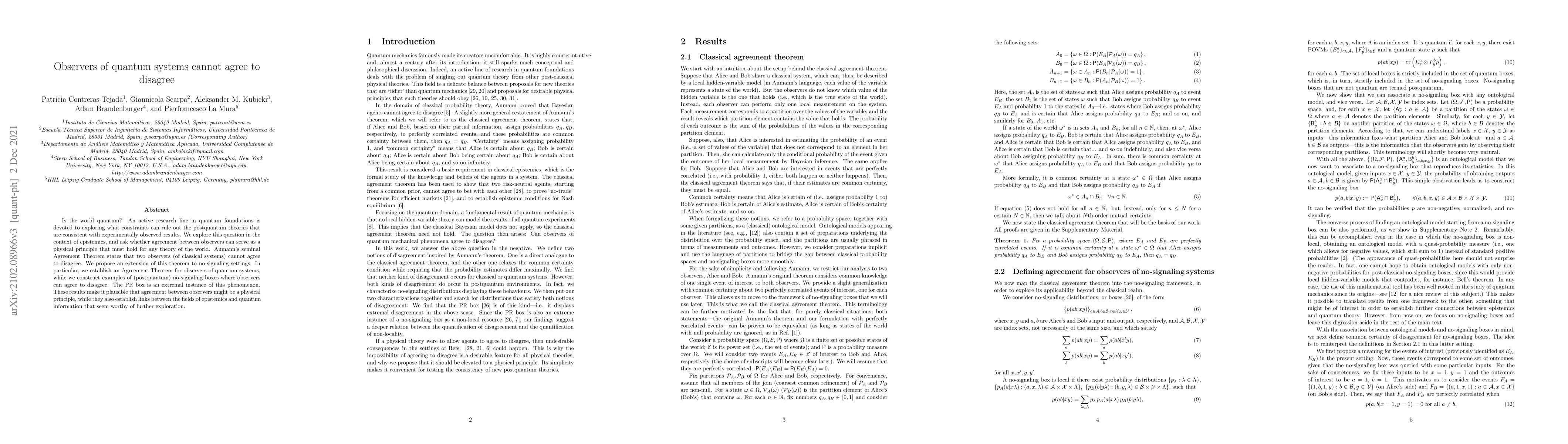 Thumbnail for Observers of quantum systems cannot agree to disagree