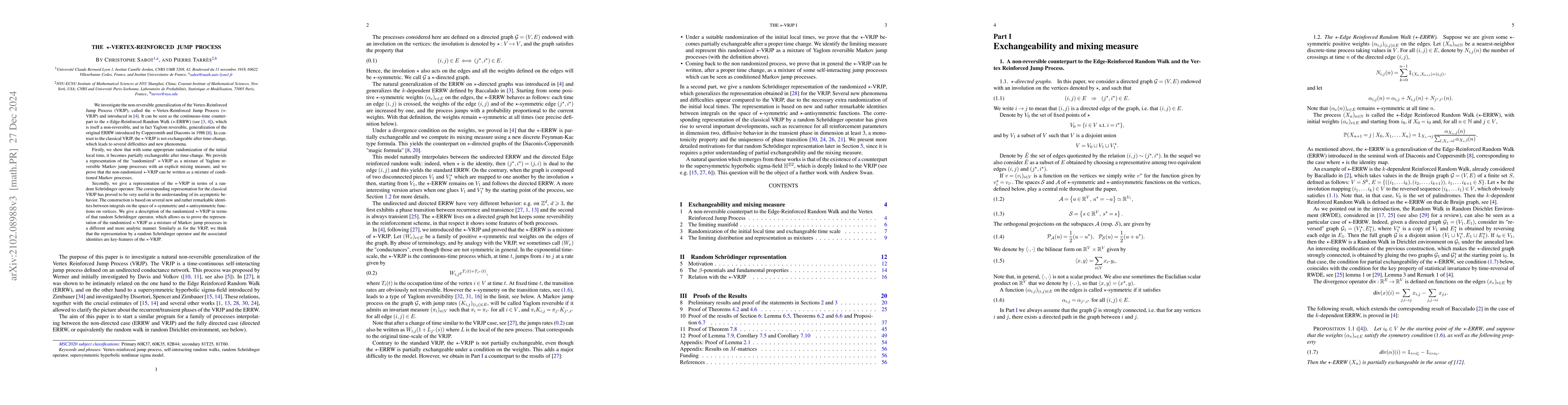 Thumbnail for The *-Vertex-Reinforced Jump Process I : exchangeability and mixing
  measure
