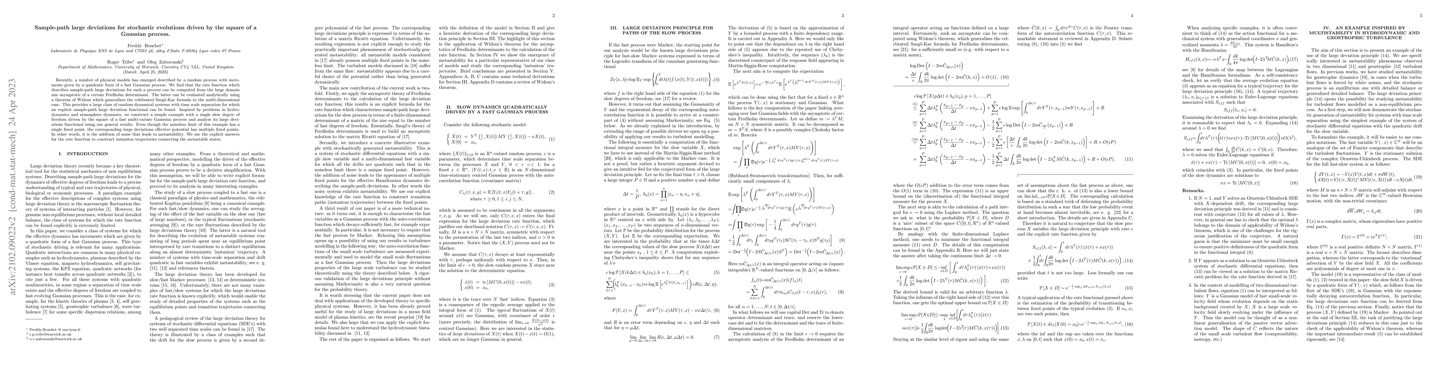 Thumbnail for Sample-path large deviations for stochastic evolutions driven by the
  square of a Gaussian process