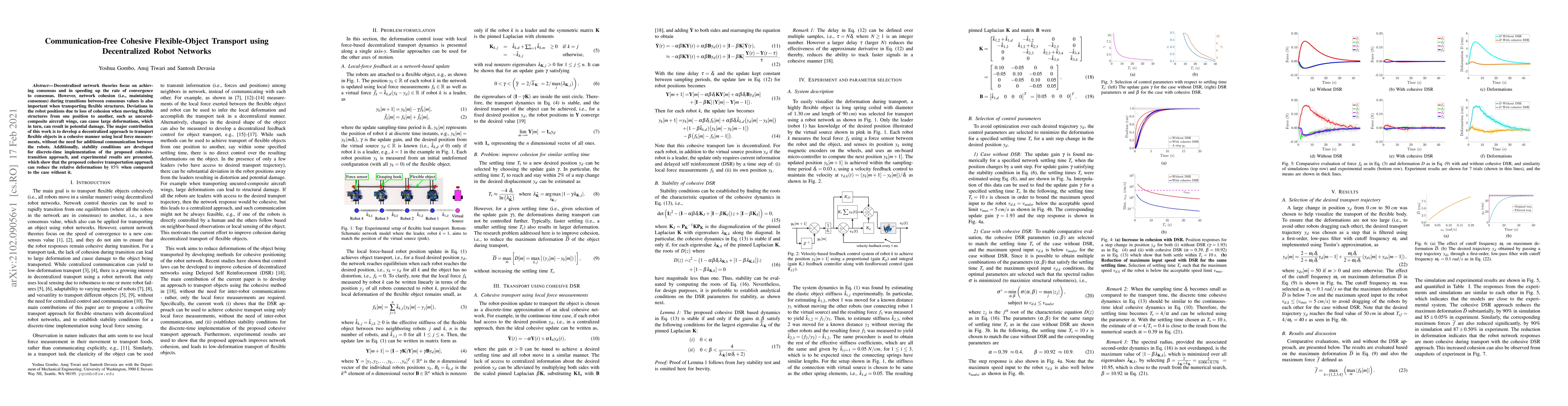Thumbnail for Communication-free Cohesive Flexible-Object Transport using
  Decentralized Robot Networks