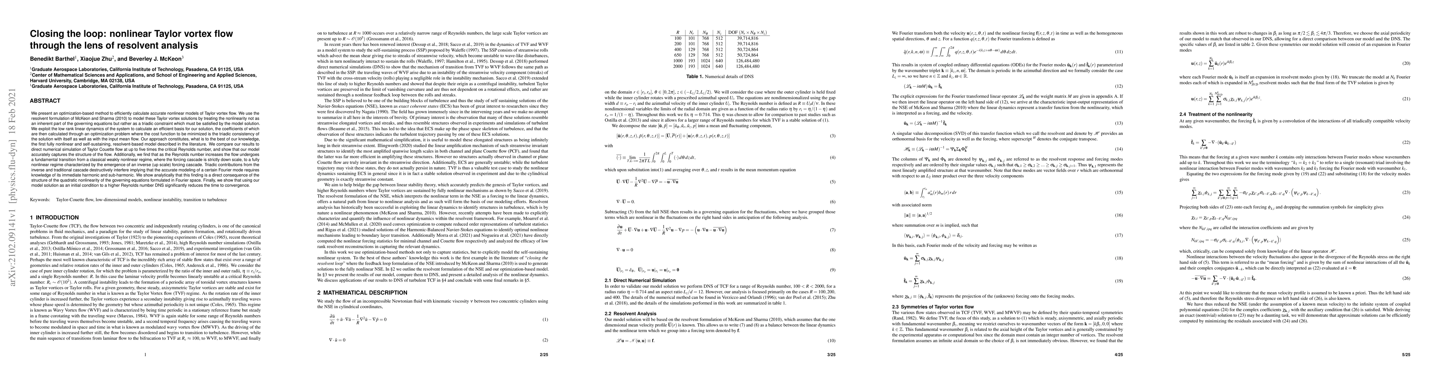 Thumbnail for Closing the loop: nonlinear Taylor vortex flow through the lens of
  resolvent analysis