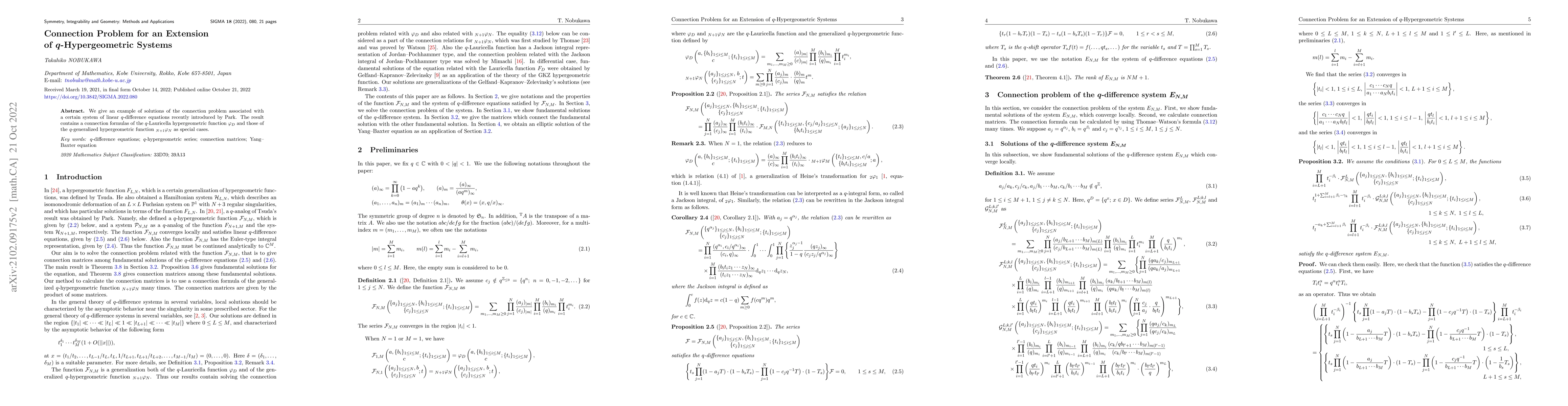 Thumbnail for Connection Problem for an Extension of $q$-Hypergeometric Systems