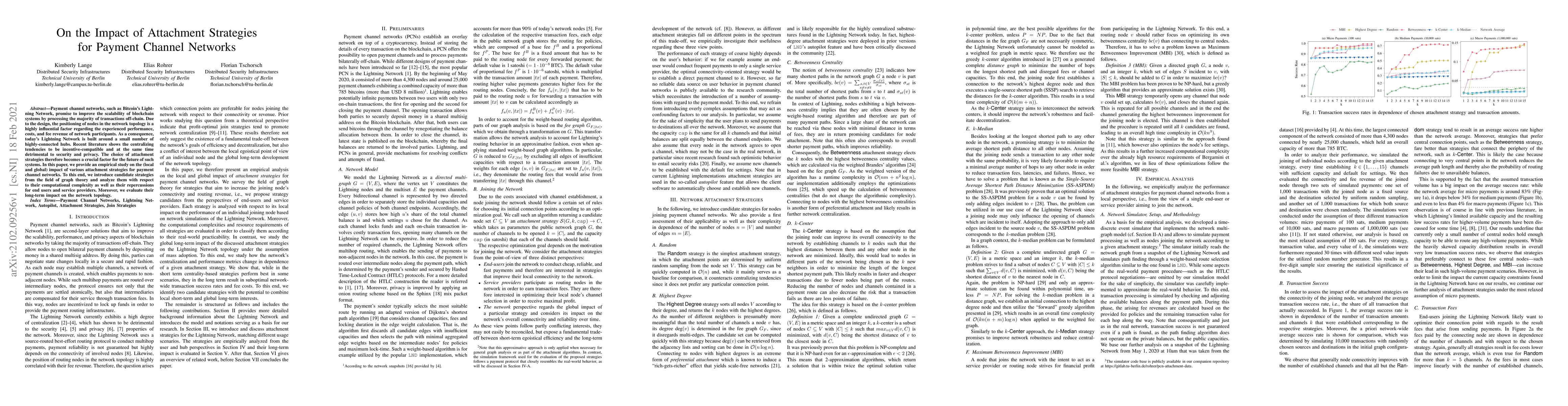 Thumbnail for On the Impact of Attachment Strategies for Payment Channel Networks