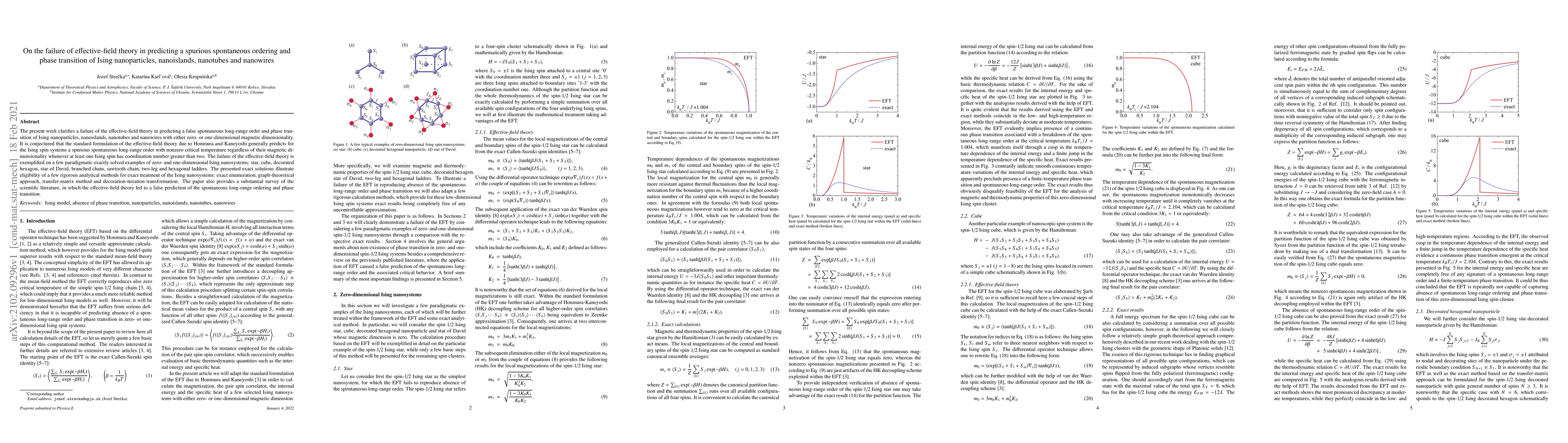Thumbnail for On the failure of effective-field theory in predicting a spurious
  spontaneous ordering and phase transition of Ising nanoparticles,
  nanoislands, nanotubes and nanowires