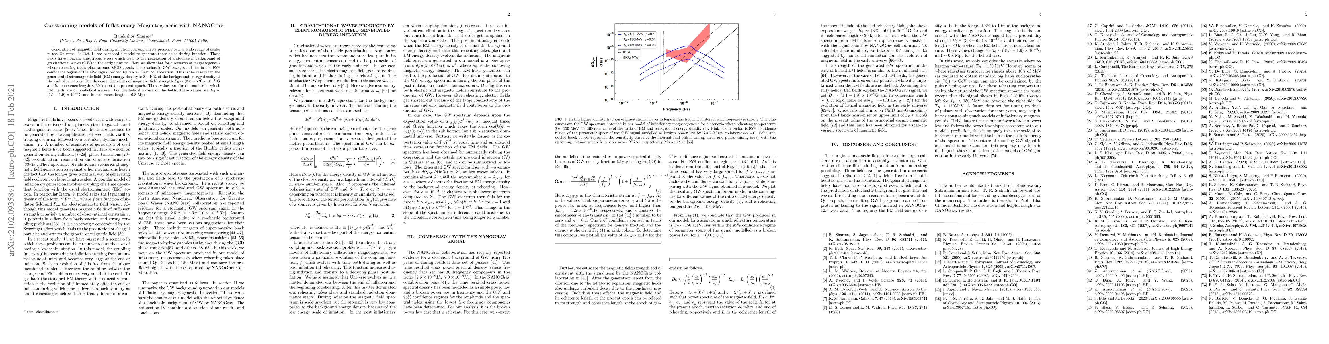 Thumbnail for Constraining models of Inflationary Magnetogenesis with NANOGrav