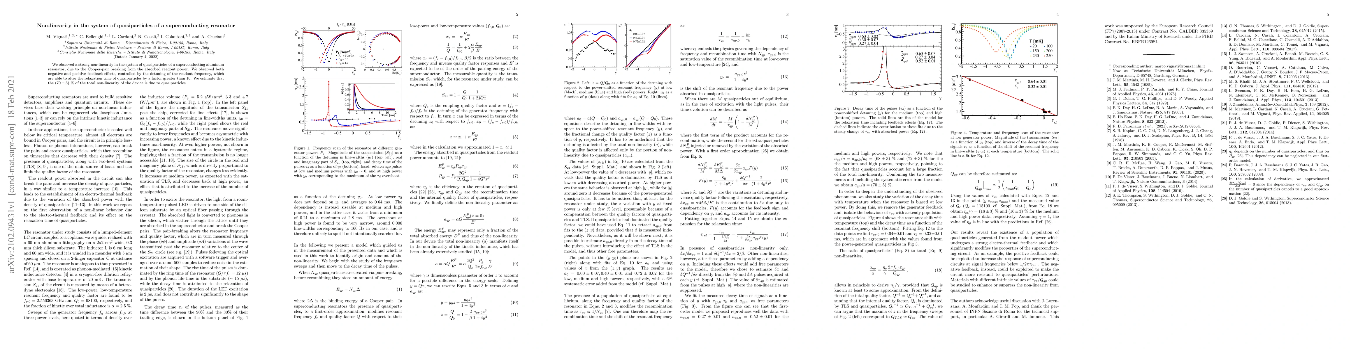 Thumbnail for Non-linearity in the system of quasiparticles of a superconducting
  resonator