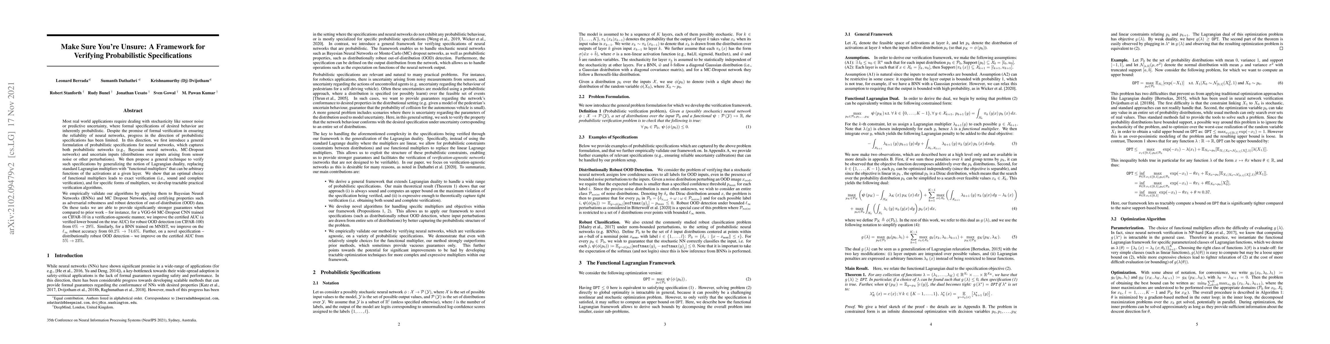 Thumbnail for Make Sure You're Unsure: A Framework for Verifying Probabilistic
  Specifications