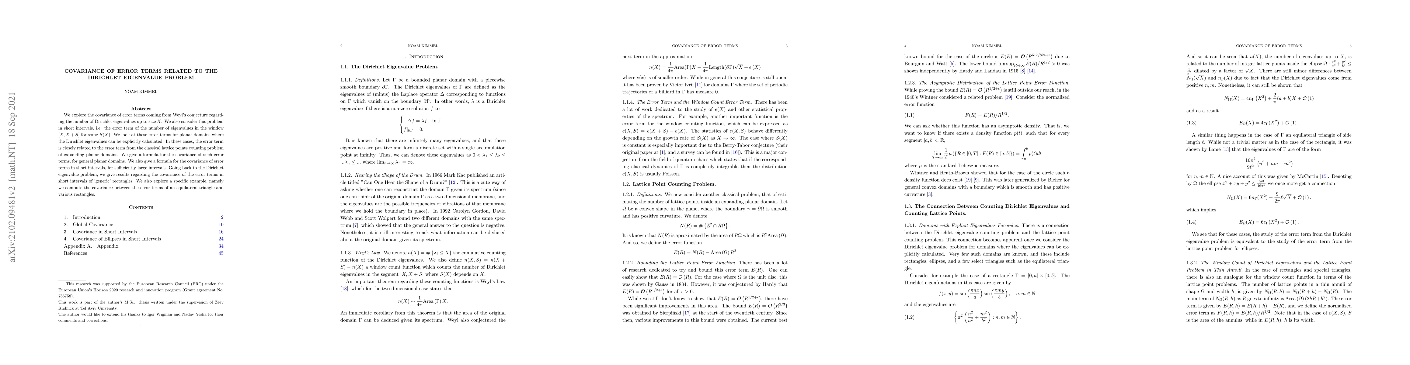 Thumbnail for Covariance of Error Terms Related to the Dirichlet Eigenvalue Problem