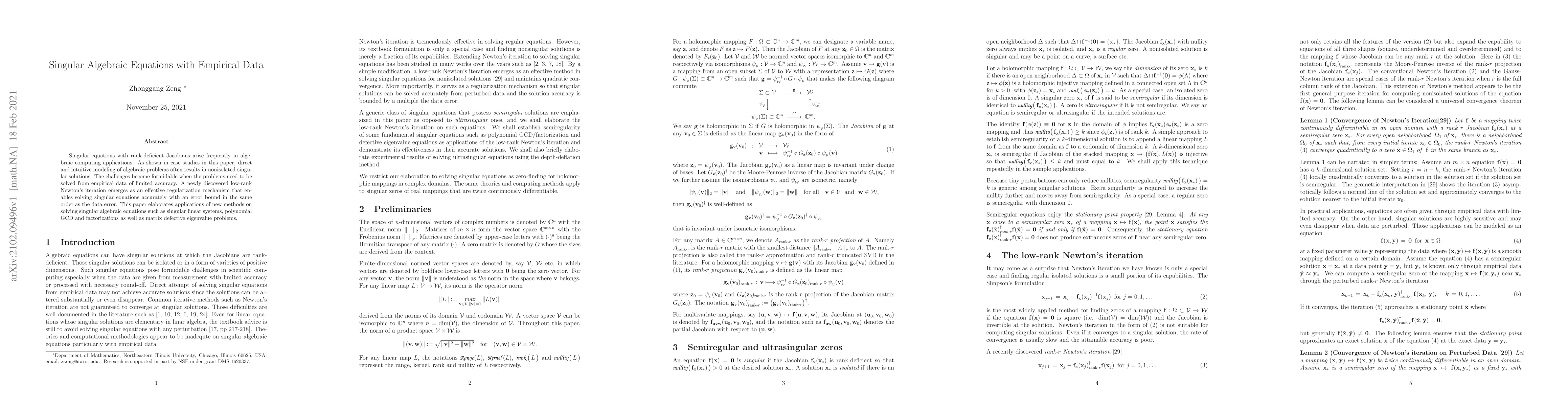 Thumbnail for Singular algebraic equations with empirical data