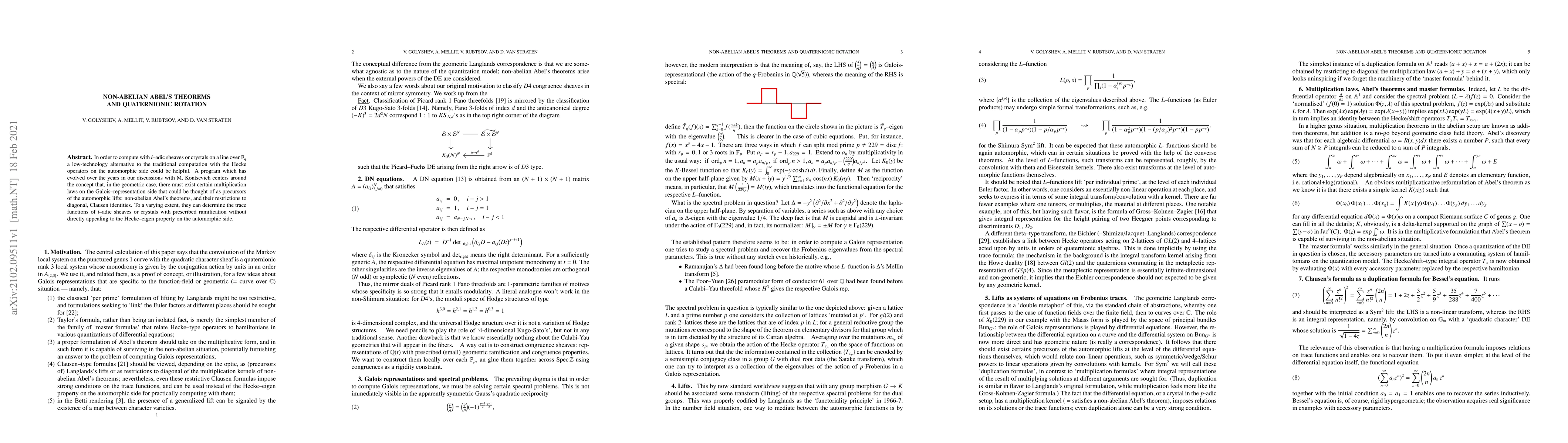 Thumbnail for Non-abelian Abel's theorems and quaternionic rotation