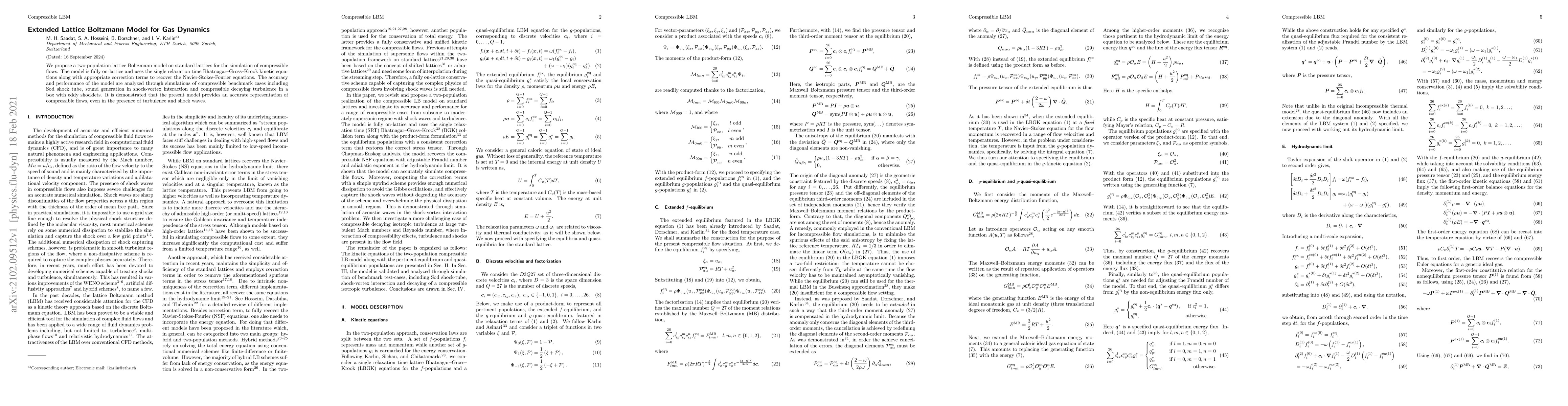 Thumbnail for Extended Lattice Boltzmann Model for Gas Dynamics