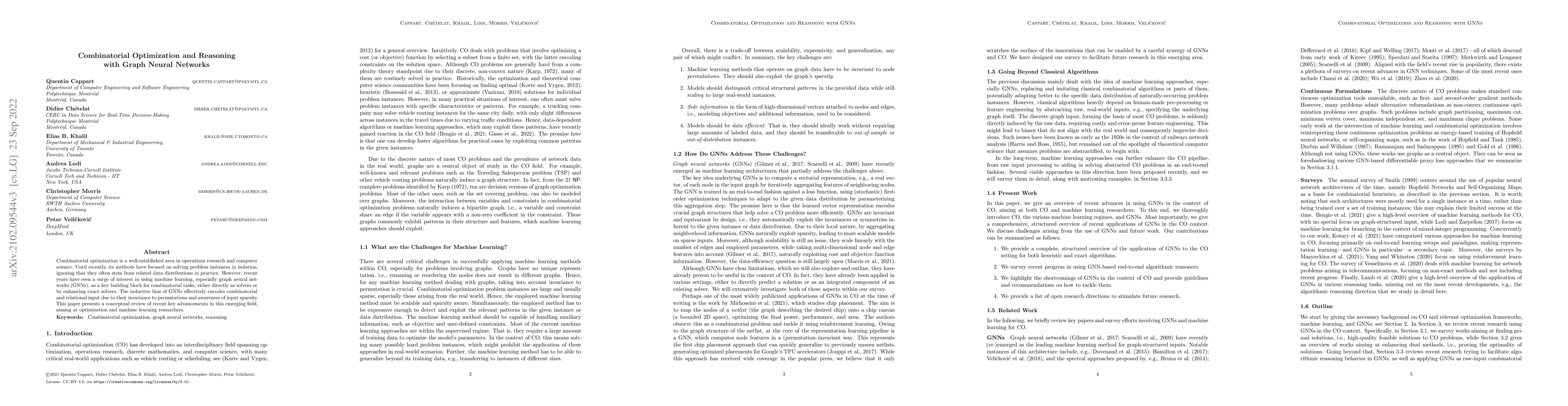Thumbnail for Combinatorial optimization and reasoning with graph neural networks