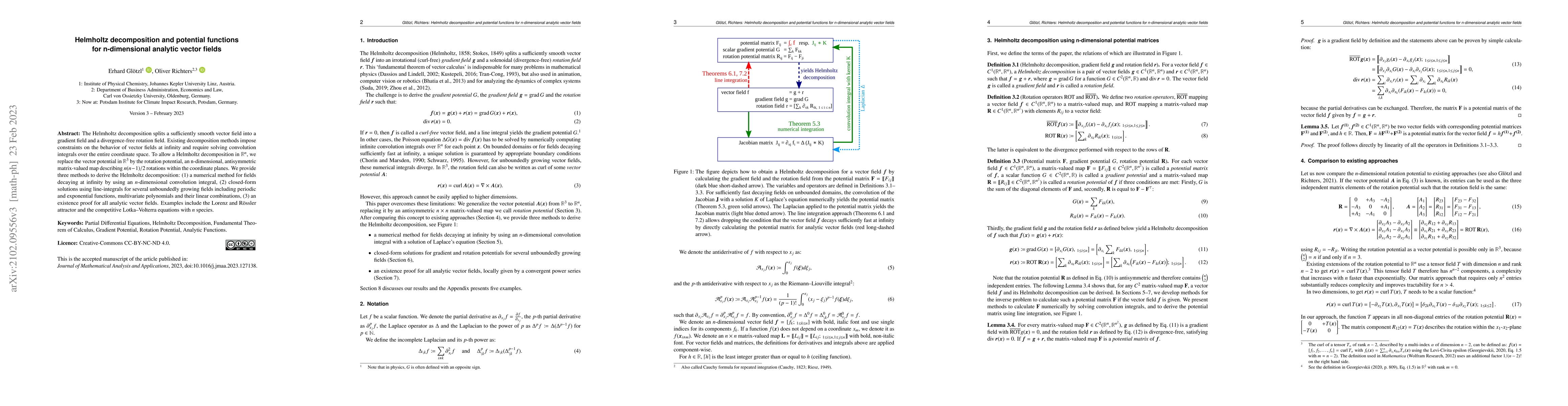 Thumbnail for Helmholtz decomposition and potential functions for n-dimensional
  analytic vector fields