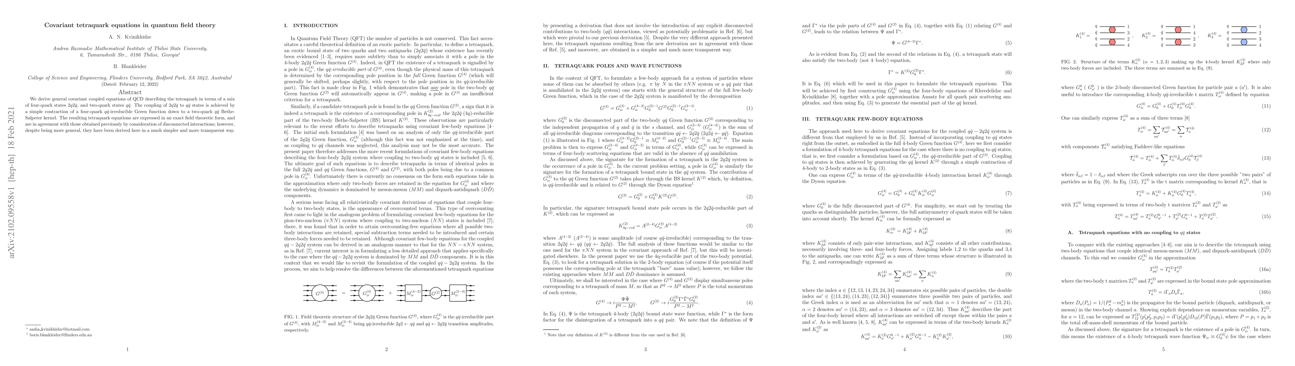 Thumbnail for Covariant tetraquark equations in quantum field theory