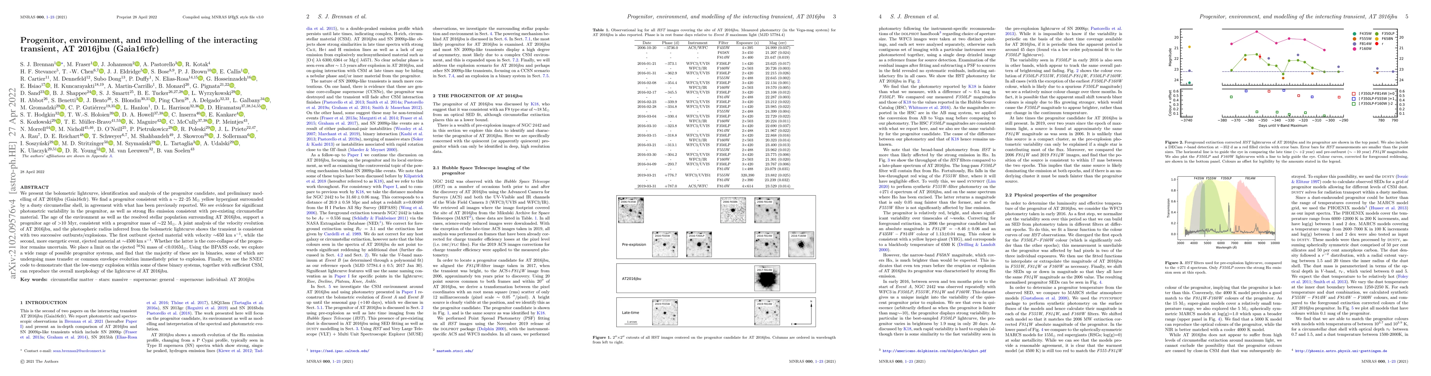Thumbnail for Progenitor, environment, and modelling of the interacting transient, AT
  2016jbu (Gaia16cfr)