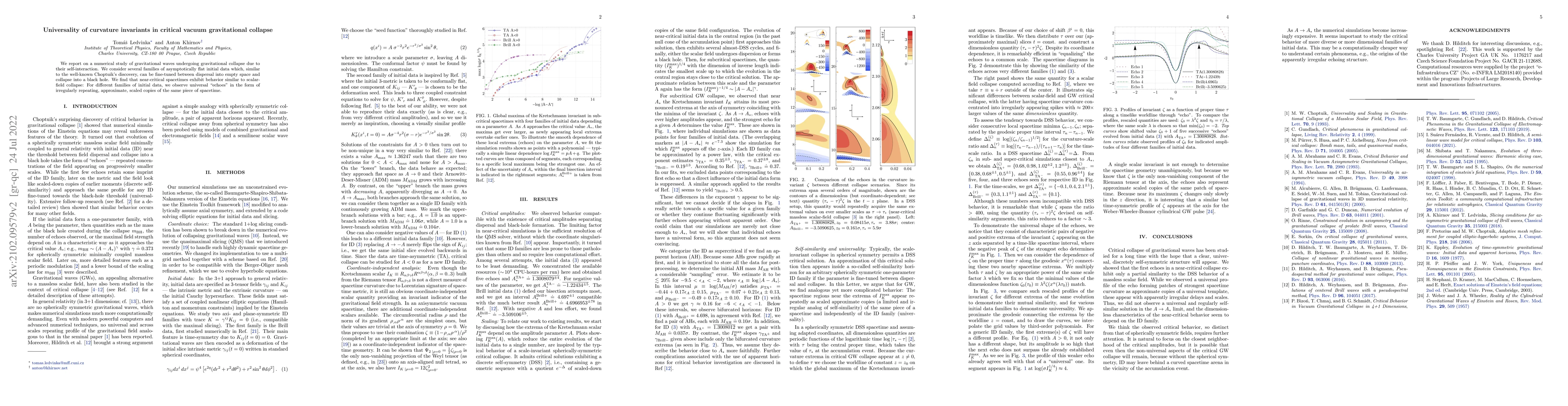 Thumbnail for Universality of curvature invariants in critical vacuum gravitational
  collapse