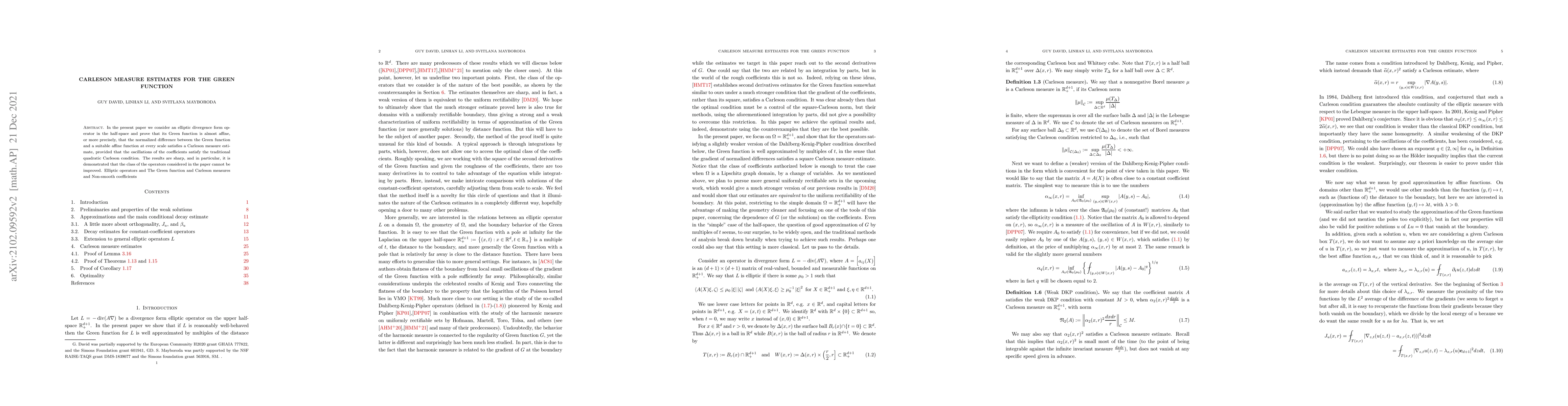 Thumbnail for Carleson measure estimates for the Green function
