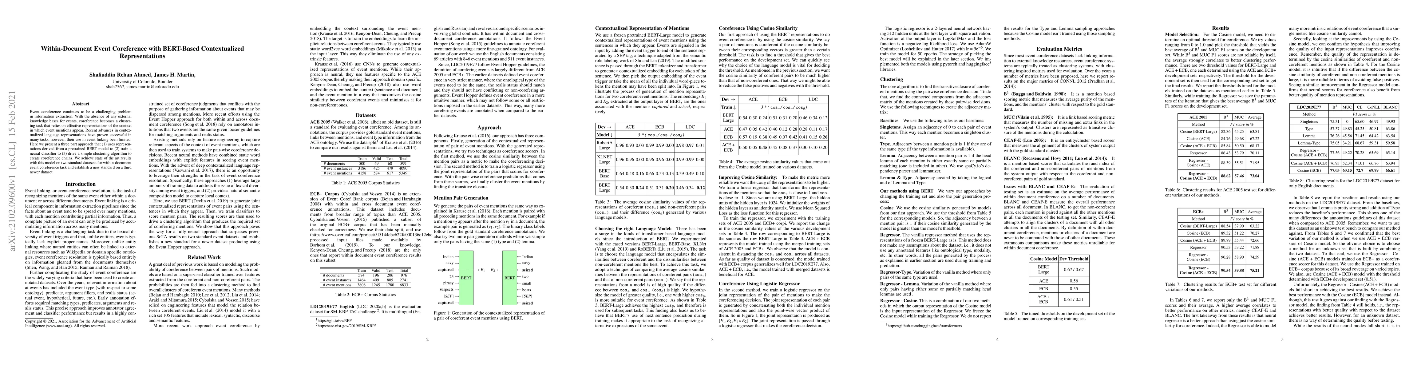 Thumbnail for Within-Document Event Coreference with BERT-Based Contextualized
  Representations