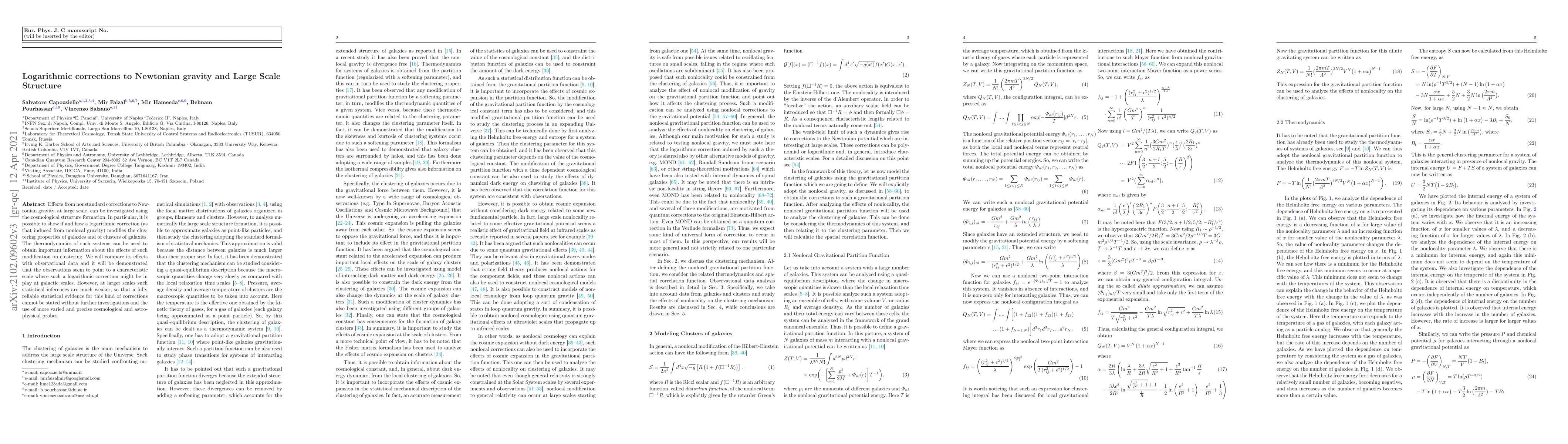 Thumbnail for Logarithmic corrections to Newtonian gravity and Large Scale Structure