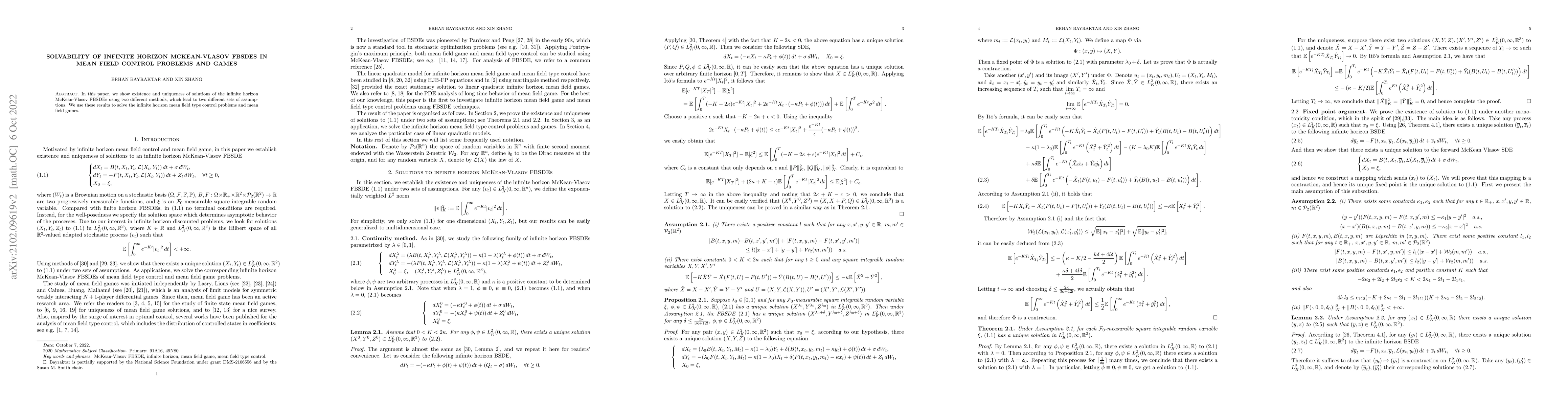Thumbnail for Solvability of Infinite horizon McKean-Vlasov FBSDEs in Mean Field
  Control Problems and Games