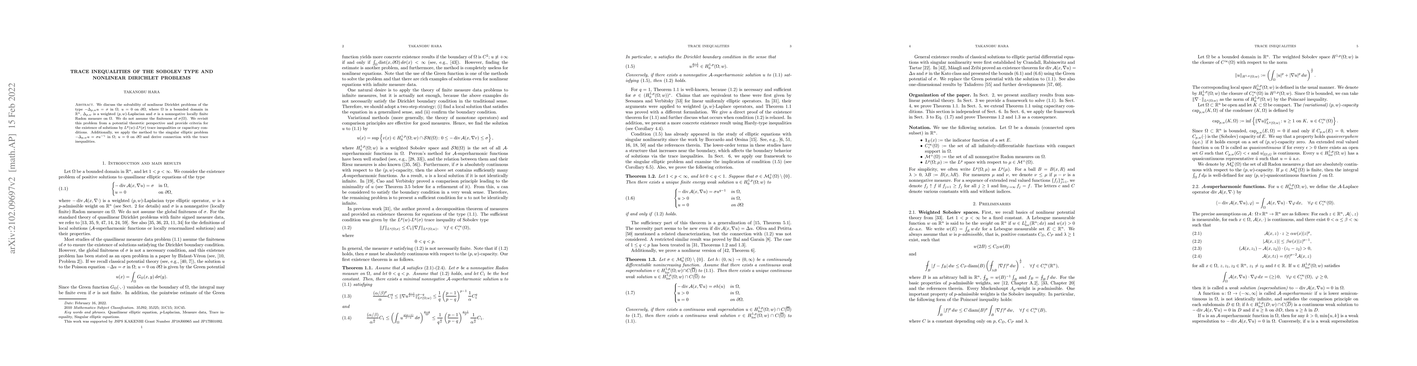 Thumbnail for Trace inequalities of the Sobolev type and nonlinear Dirichlet problems