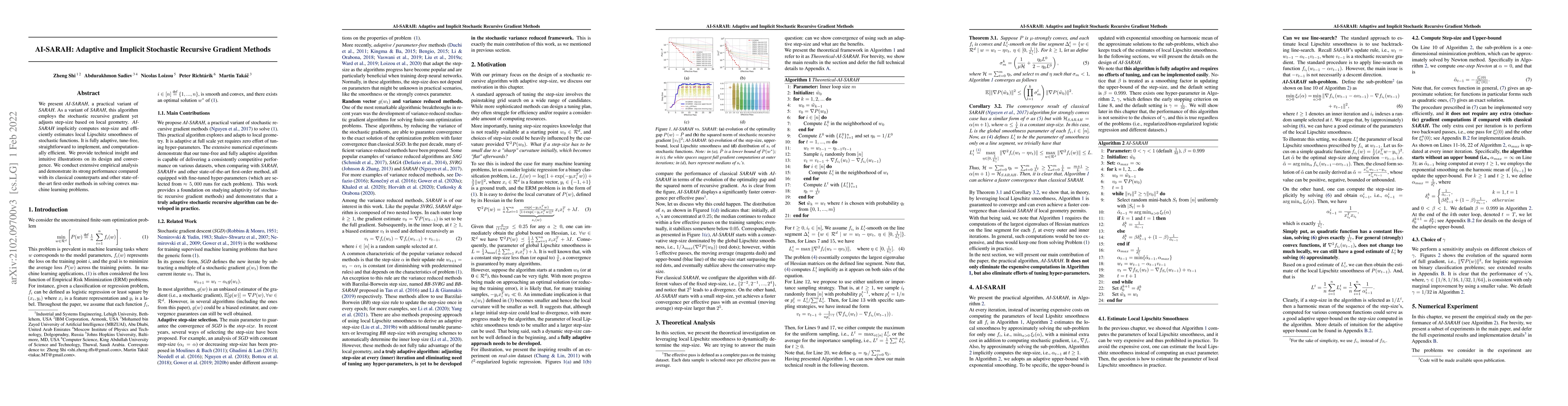 Thumbnail for AI-SARAH: Adaptive and Implicit Stochastic Recursive Gradient Methods